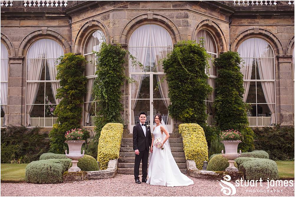 Relaxed natural portraits of the bride and groom around the stunning gardens at Weston Park in Shropshire by Shropshire Wedding Photographer Stuart James