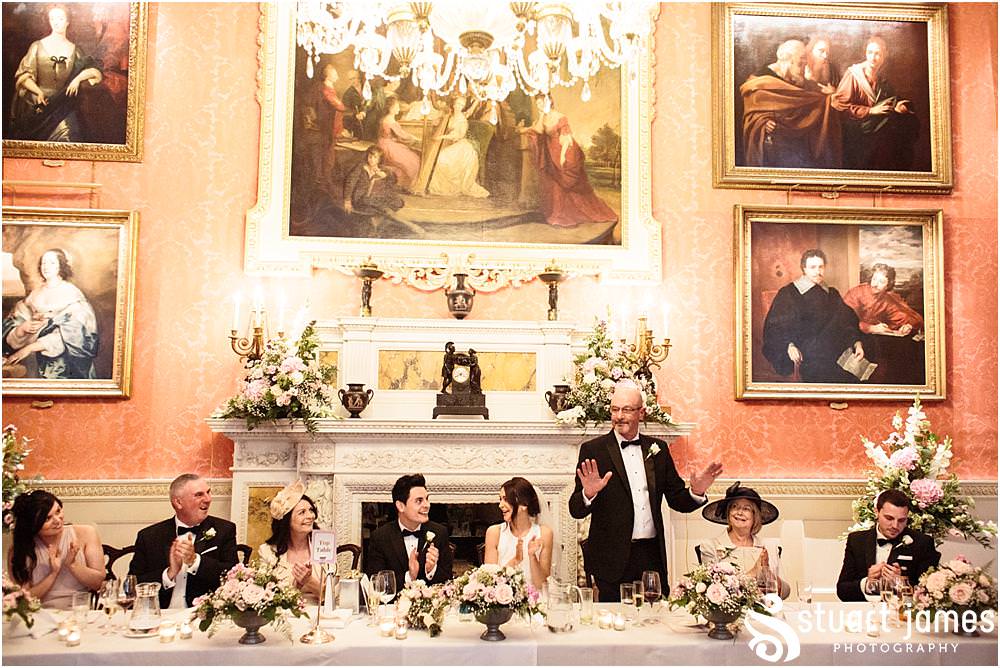 Creative captivating photographs of the wedding speeches at Weston Park in Shropshire by Shropshire Wedding Photographer Stuart James