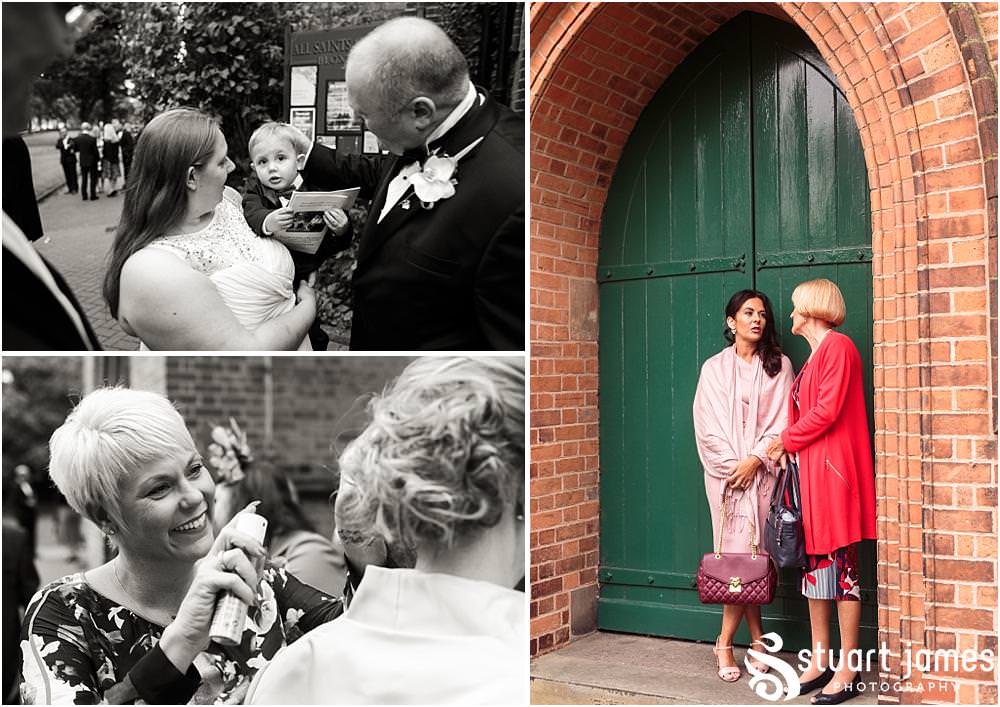 Capturing the excitement as the new Mr & Mrs lead their guests from the church at All Saints Church in Bloxwich by Walsall Wedding Photographers Stuart James