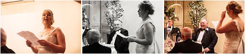 Creative storytelling photographs capturing the speeches and the fabulous emotional and entertaining reactions to the wedding speeches at the Barn Wedding Venue in Lichfield by Walsall Wedding Photographers Stuart James