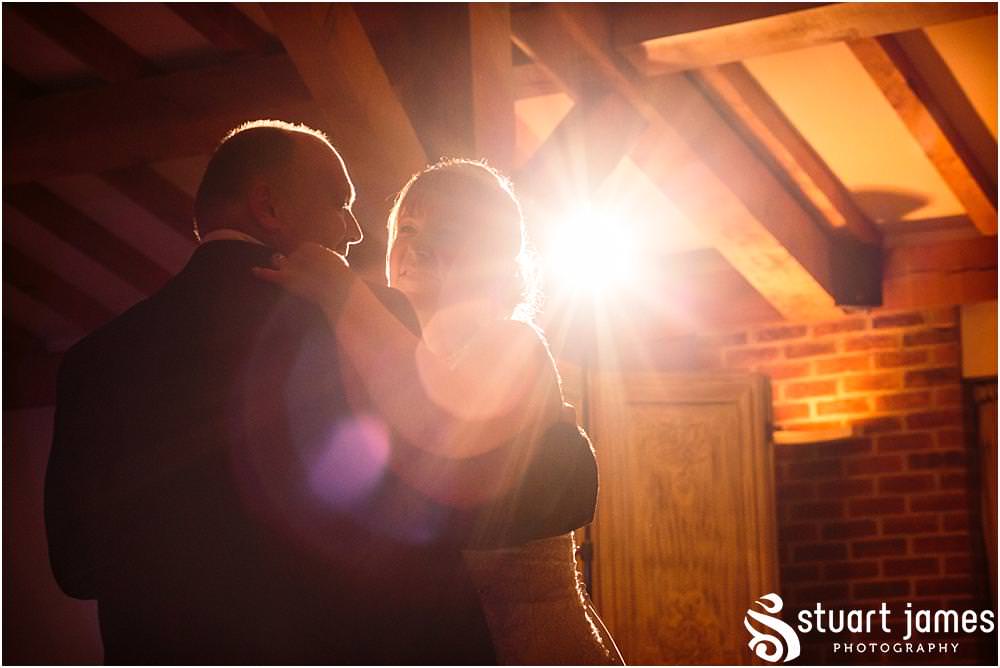 Capturing the beautiful first dance and start of the evening reception with live performance from Gary Grace and the Swing Kings at the Barn Wedding Venue in Lichfield by Walsall Wedding Photographers Stuart James