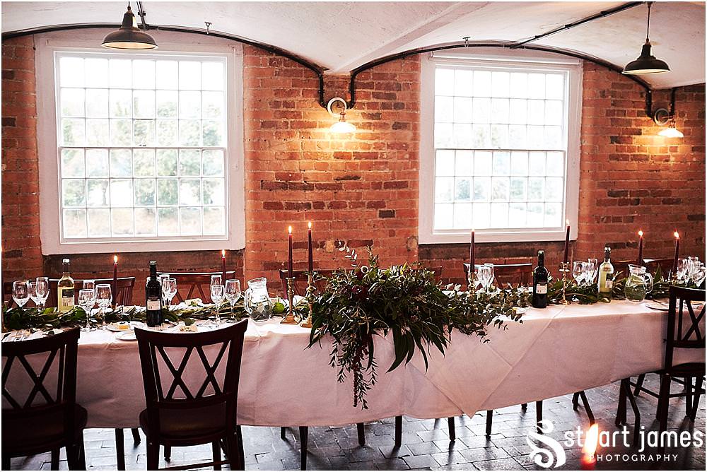 Stunning styling for the wedding breakfast at The West Mill in Derby with flowers by Twisted Willow - photographed by West Mill Wedding Photographers Stuart James