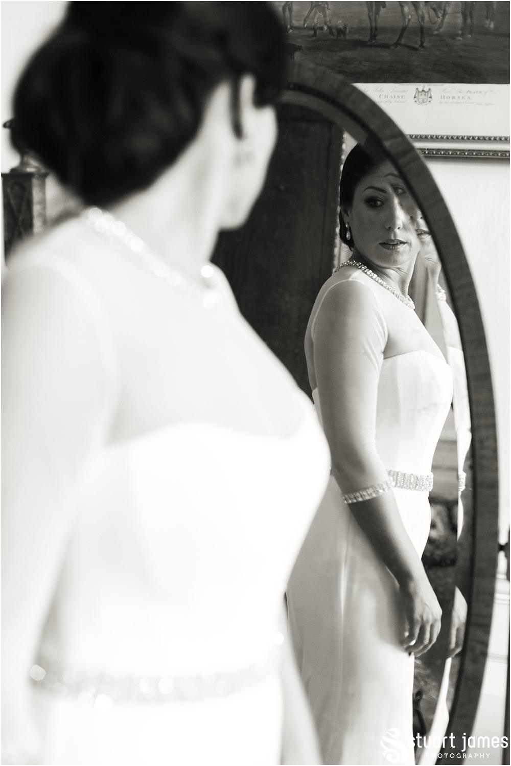 Beautiful moment as the Father of the Bride sees his daughter in her gorgeous wedding dress at Davenport House in Shropshire by Davenport House Wedding Photographers Stuart James