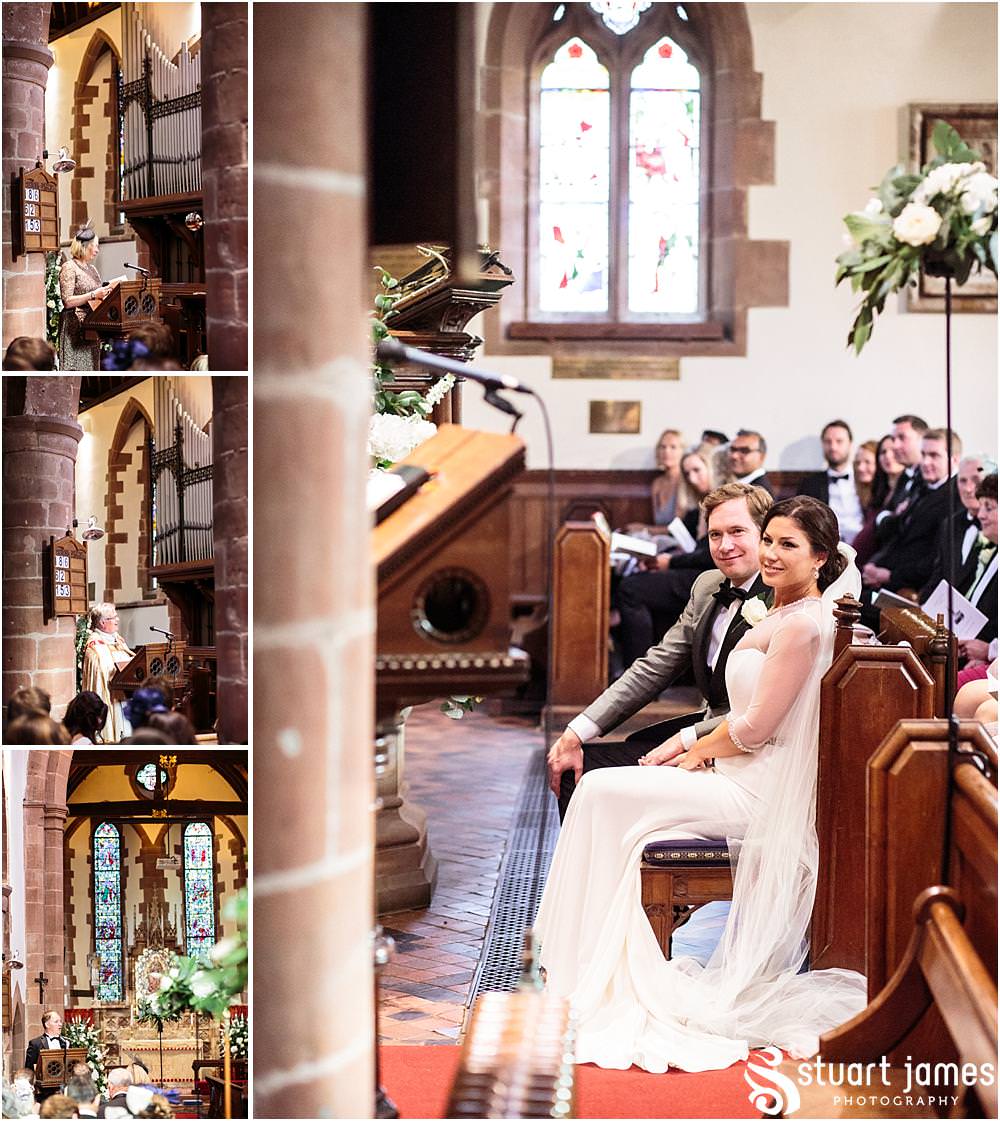 Unobtrusive photographs capturing the beautiful ceremony at St Chads Church in Pattingham by Davenport House Wedding Photographers Stuart James