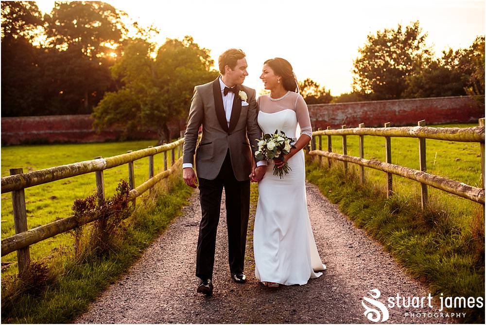 Beautiful relaxed portraits of our stunning bride and groom in the grounds at Davenport House in Shropshire by Davenport House Wedding Photographers Stuart James