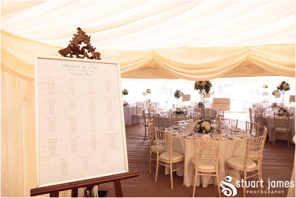 Elegant marquee reception for the wedding breakfast at Davenport House in Shropshire by Davenport House Wedding Photographers Stuart James