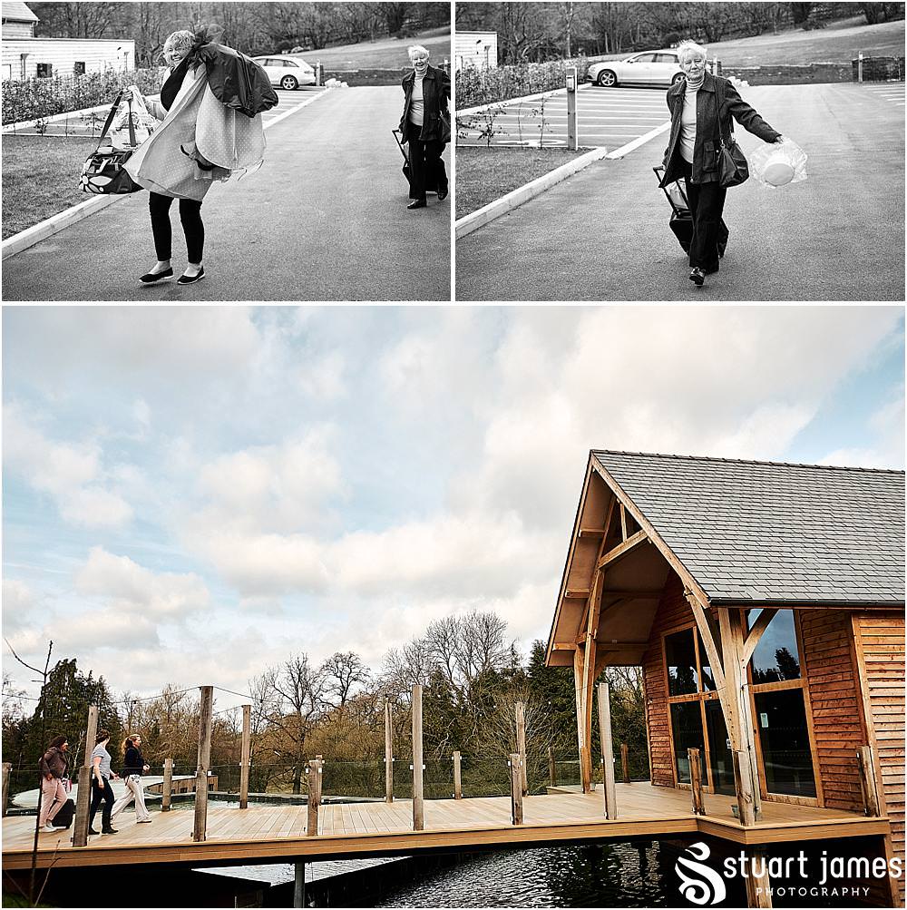 Capturing the excitement as the bridal arrives for the wedding at The Mill Barns in Alveley by Mill Barns Wedding Photographers Stuart James