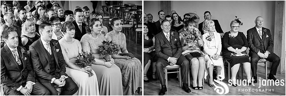 Photos that show the true theatre of emotions for the bride and groom and the families during the wedding ceremony at The Mill Barns in Alveley by Mill Barns Wedding Photographers Stuart James