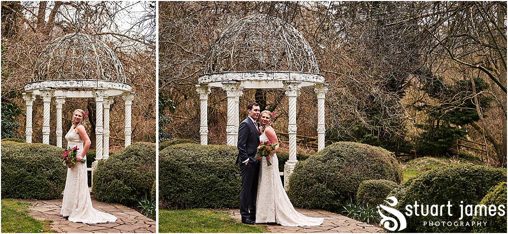 Creative natural portraits of the bride and groom around the stunning grounds at The Mill Barns in Alveley by Mill Barns Wedding Photographers Stuart James