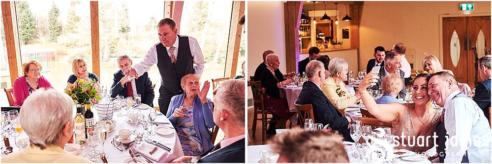 Capturing the guests enjoying the fabulous setting for the wedding breakfast at The Mill Barns in Alveley by Mill Barns Wedding Photographers Stuart James