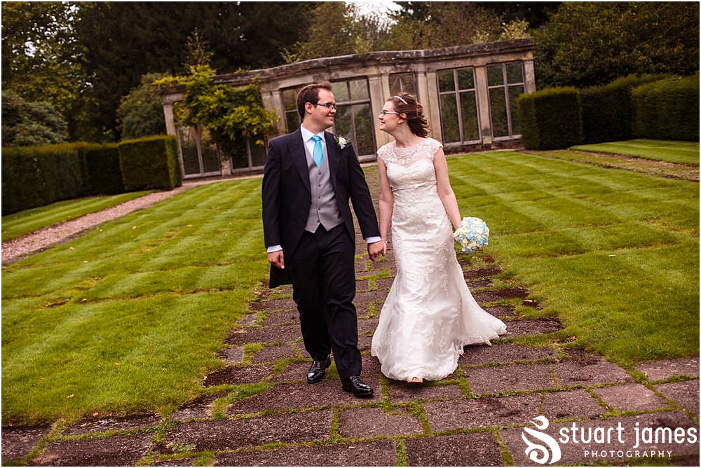 Relaxed portraits around the gardens and grounds of Sandon Hall in Stafford by Sandon Wedding Photographers Stuart James