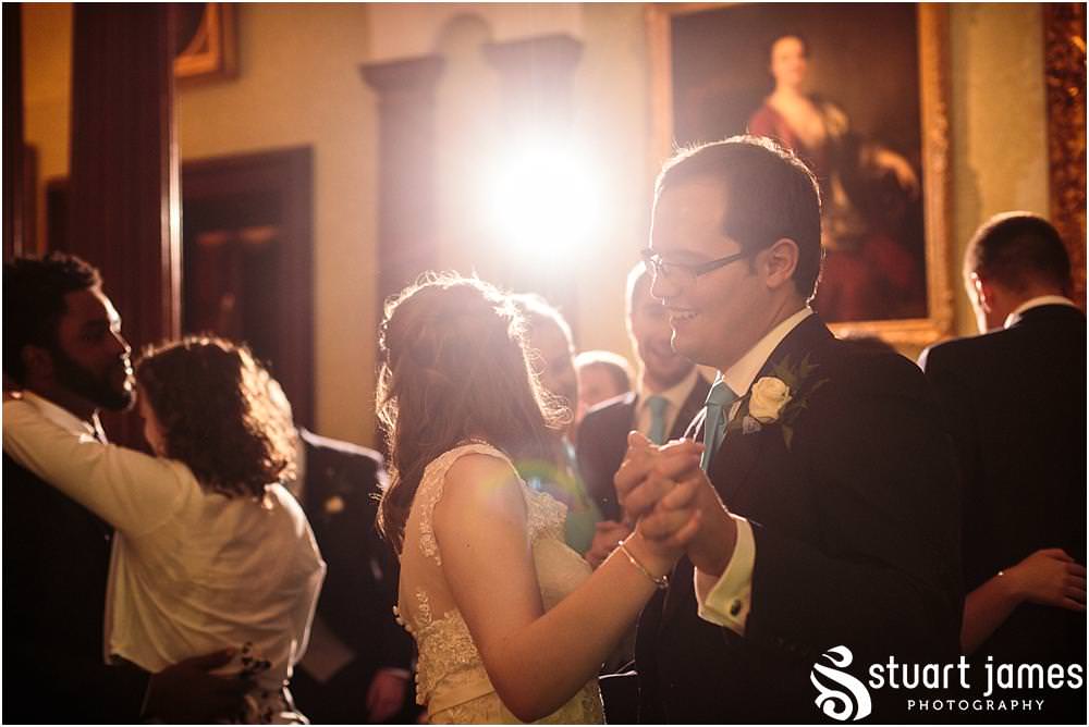 As the evening gets underway with fabulous live music, the creative nighttime photographs really capture the fabulous fun of the evening at Sandon Hall in Stafford by Sandon Wedding Photographers Stuart James