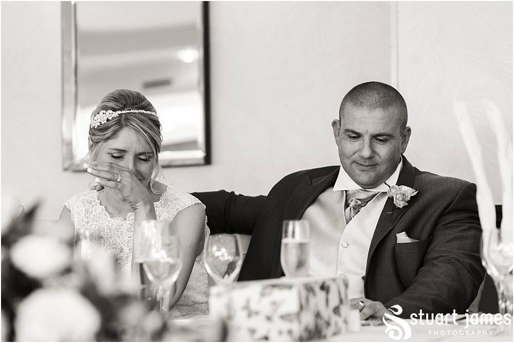 Creative candid photographs of the speeches and guest reactions at The Moat House in Acton Trussell by Wedding Photographer Penkridge - Documentary Wedding Photographer Stuart James