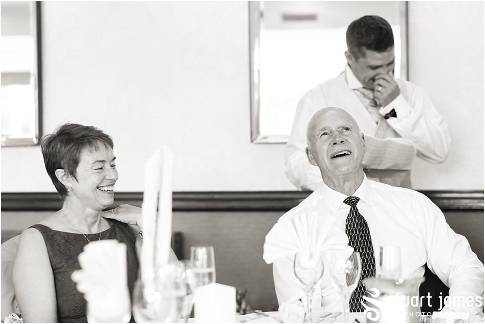 Creative candid photographs of the speeches and guest reactions at The Moat House in Acton Trussell by Wedding Photographer Penkridge - Documentary Wedding Photographer Stuart James