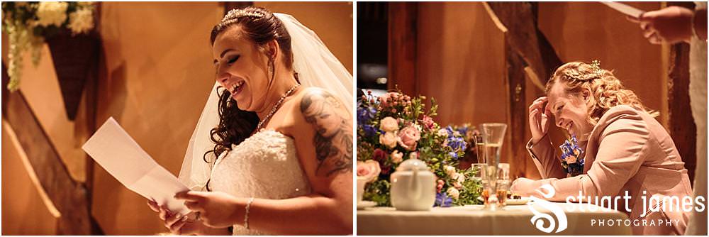 Creative photos that capture the speeches and the guest reactions telling the story of the wedding reception in beautiful images at The Hundred House in Norton, Telford - Hundred House Wedding Photography by Documentary Wedding Photographer Stuart James