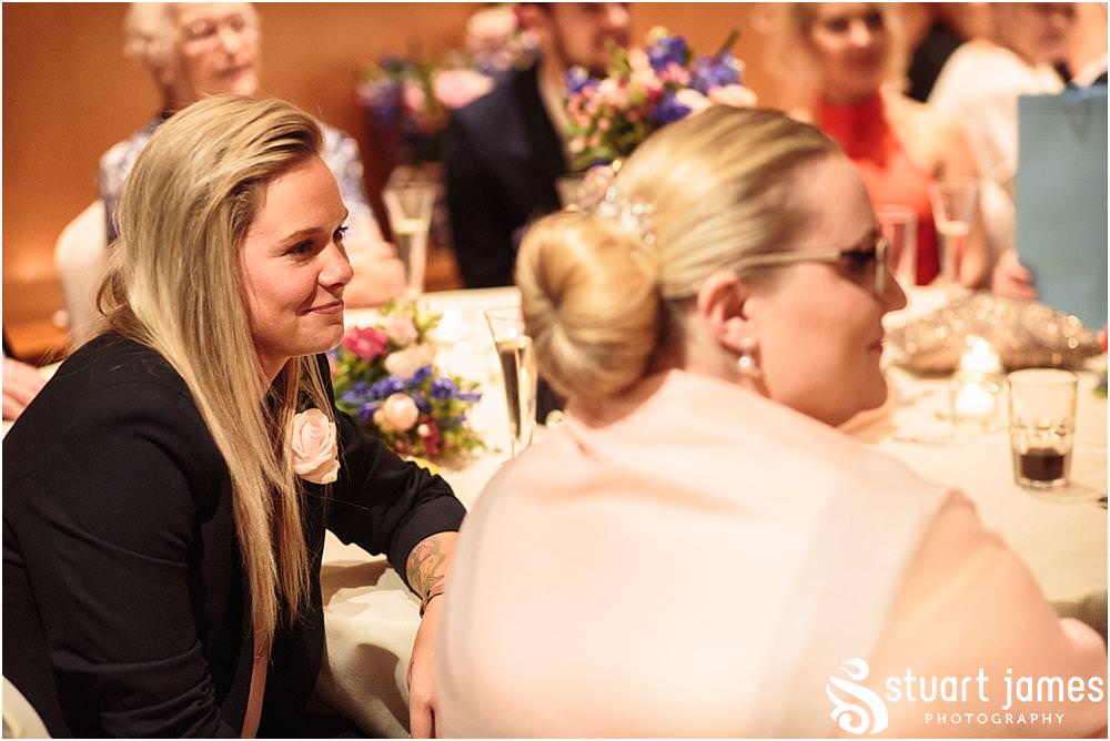 Creative photos that capture the speeches and the guest reactions telling the story of the wedding reception in beautiful images at The Hundred House in Norton, Telford - Hundred House Wedding Photography by Documentary Wedding Photographer Stuart James