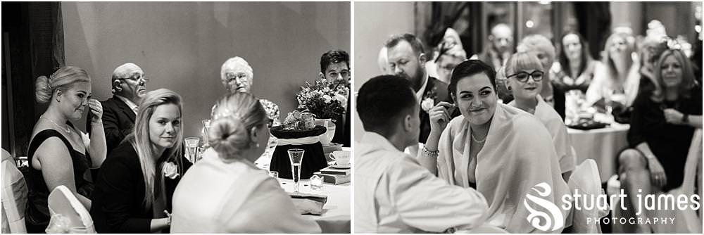 Creative photos that capture the speeches and the guest reactions telling the story of the wedding reception in beautiful images at The Hundred House in Norton, Telford - Hundred House Wedding Photography by Documentary Wedding Photographer Stuart James