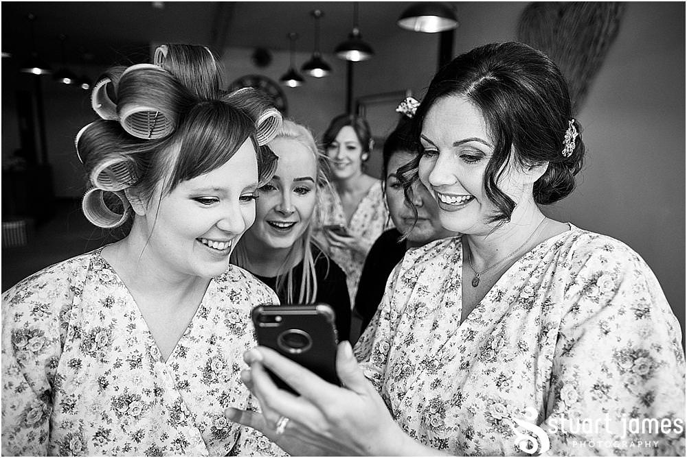 Capturing the bridesmaids on a pre-wedding peek at how stunning the venue was looking for the wedding at The Mill Barns photos by Mill Barns Wedding Photographer Stuart James