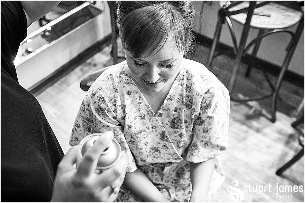 Creative documentary wedding photography of the morning preparations in the bridal room at The Mill Barns photos by Mill Barns Wedding Photographer Stuart James