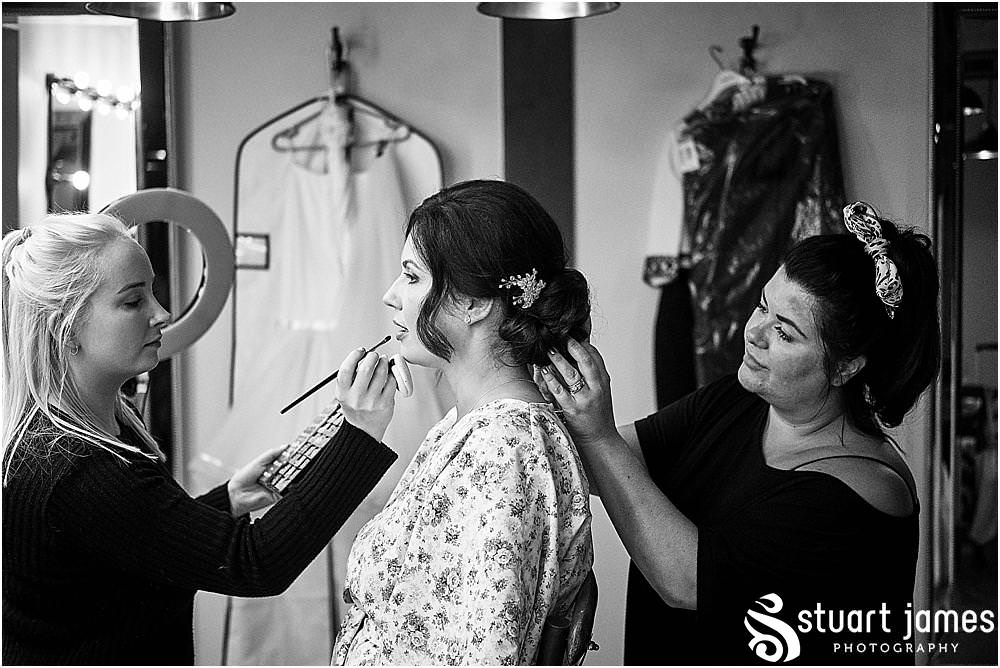 Creative documentary wedding photography of the morning preparations in the bridal room at The Mill Barns photos by Mill Barns Wedding Photographer Stuart James