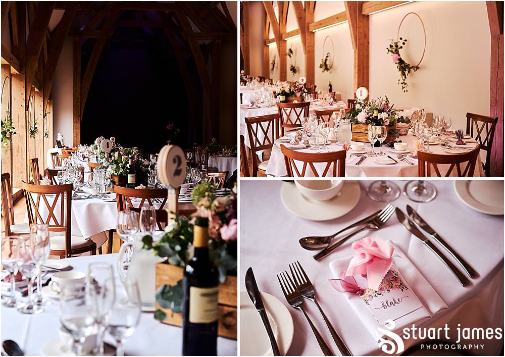 Perfect decor with beautiful flowers and bright colours inside The Mill Barns photos by Mill Barns Wedding Photographer Stuart James