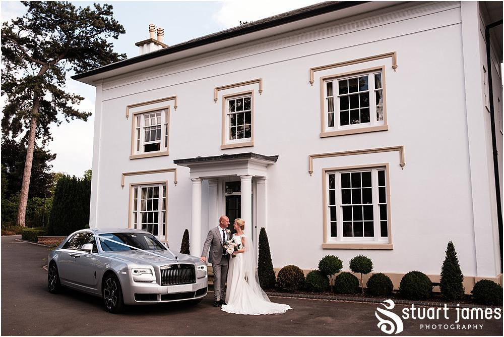 Arriving in style for the wedding reception - Newton Solney Wedding Photographer Stuart James