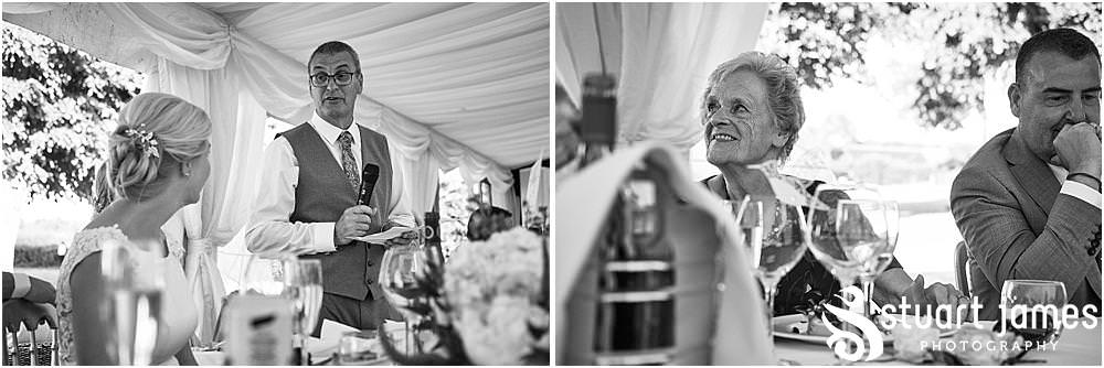 Wonderful moments with great reactions during the Father of the Brides speech - Newton Solney Wedding Photographer Stuart James