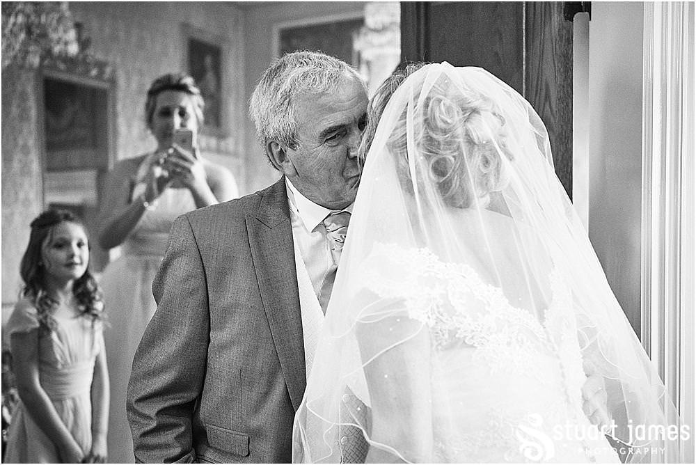 Beautiful moment to capture and relive, with the father of the bride getting teary seeing his beautiful daughter ready for her wedding at The Moat House in Acton Trussell by Penkridge Wedding Photographer Stuart James