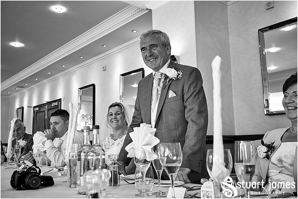 Capturing the wonderful reactions to the entertaining and heartfelt speeches at The Moat House in Acton Trussell by Penkridge Wedding Photographer Stuart James