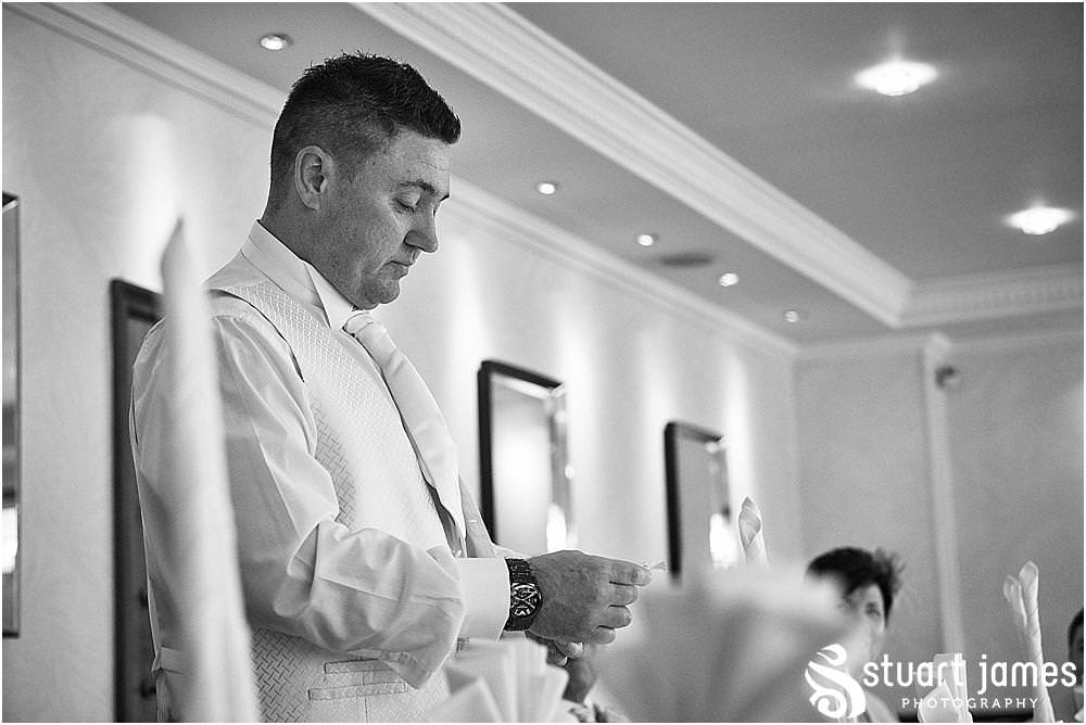 Tears and laughter the wedding speeches had it all. Amazing photos to help everyone relive the wedding reception at The Moat House in Acton Trussell by Penkridge Wedding Photographer Stuart James