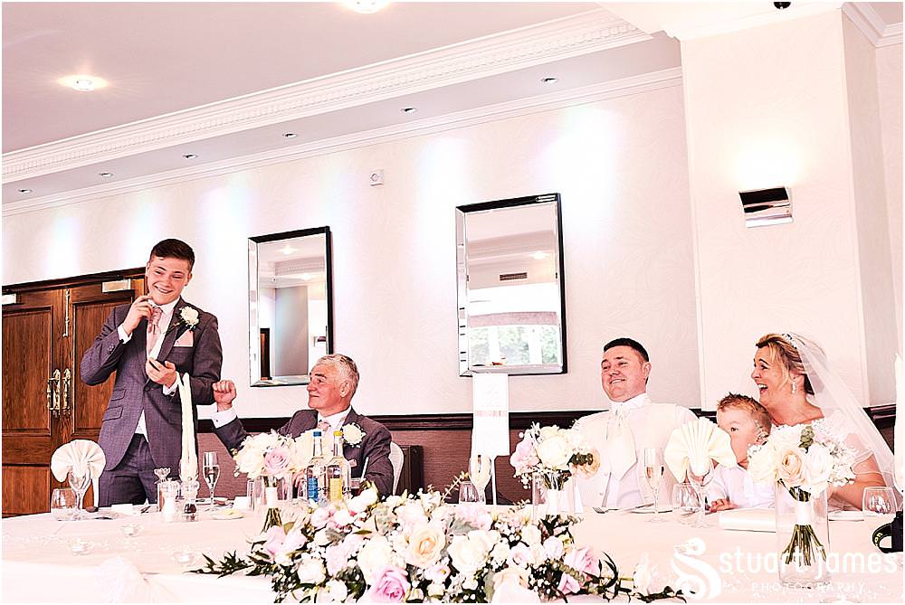 Tears and laughter the wedding speeches had it all. Amazing photos to help everyone relive the wedding reception at The Moat House in Acton Trussell by Penkridge Wedding Photographer Stuart James