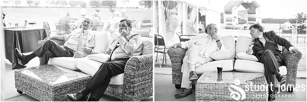 Candid photos capturing the characters as the guests relax into the wedding reception in the marquee. Photos by Uttoxeter Wedding Photographer Stuart James