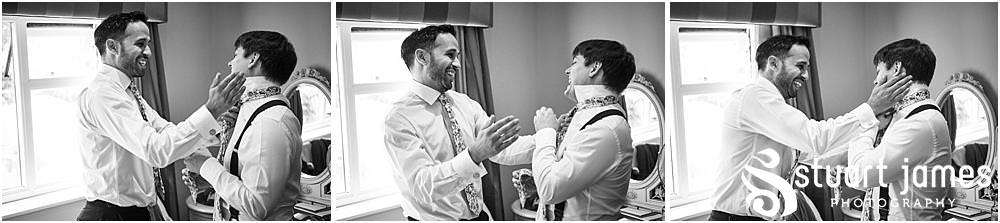 Not just about the girls, capturing the preparations for our groom and groomsmen at Moxhull Hall in Sutton Coldfield by Moxhull Hall Wedding Photographer Stuart James