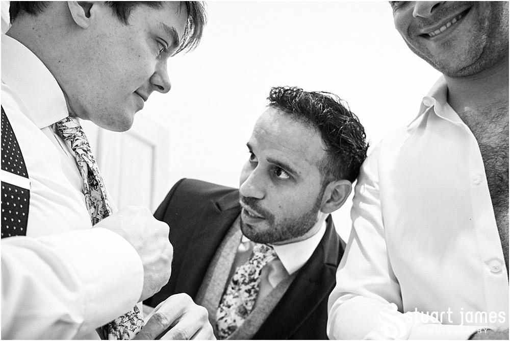 Not just about the girls, capturing the preparations for our groom and groomsmen at Moxhull Hall in Sutton Coldfield by Moxhull Hall Wedding Photographer Stuart James