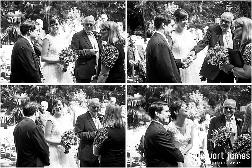 Unobtrusive photos that show the beautiful wedding ceremony in Galliopes Garden at Moxhull Hall in Sutton Coldfield by Moxhull Hall Wedding Photographer Stuart James