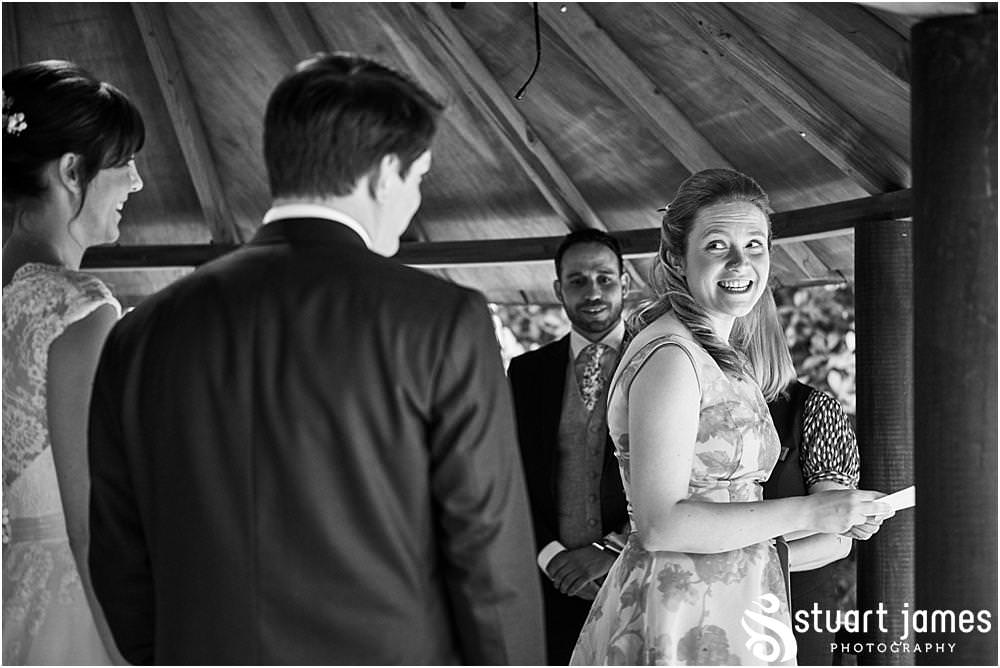 Unobtrusive photos that show the beautiful wedding ceremony in Galliopes Garden at Moxhull Hall in Sutton Coldfield by Moxhull Hall Wedding Photographer Stuart James