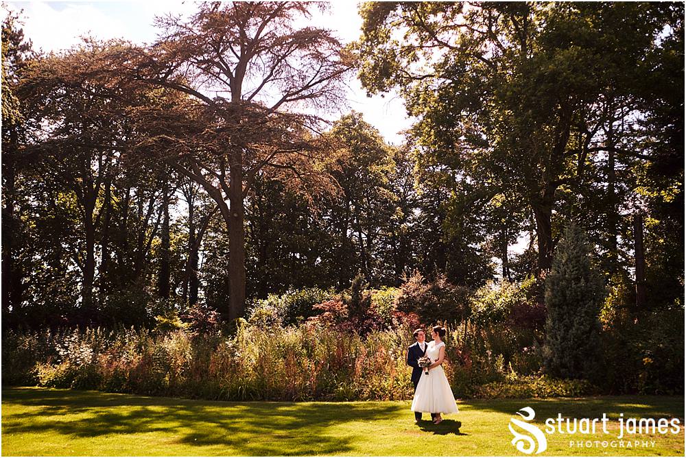 Creative relaxed portraits of the Bride and Groom around the amazing grounds at Moxhull Hall in Sutton Coldfield by Moxhull Hall Wedding Photographer Stuart James