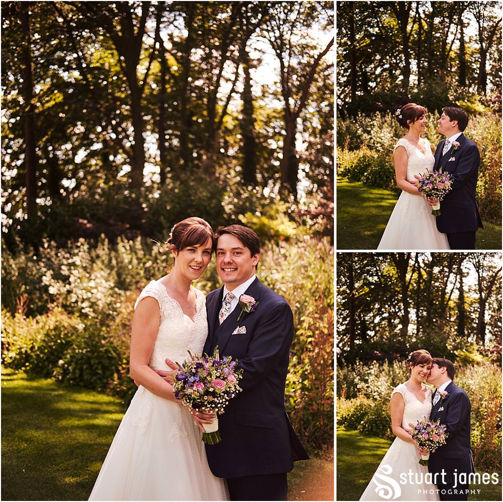 Creative relaxed portraits of the Bride and Groom around the amazing grounds at Moxhull Hall in Sutton Coldfield by Moxhull Hall Wedding Photographer Stuart James