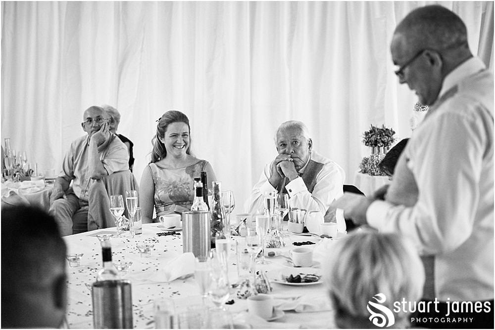 Documenting the wedding speeches and the amazing guest reactions at Moxhull Hall in Sutton Coldfield by Moxhull Hall Wedding Photographer Stuart James