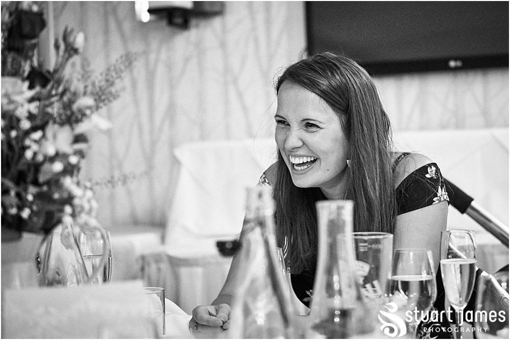 Documenting the wedding speeches and the amazing guest reactions at Moxhull Hall in Sutton Coldfield by Moxhull Hall Wedding Photographer Stuart James
