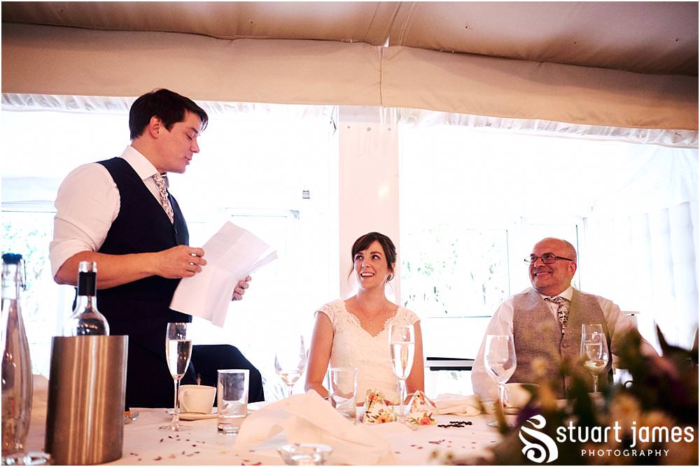 Documenting the wedding speeches and the amazing guest reactions at Moxhull Hall in Sutton Coldfield by Moxhull Hall Wedding Photographer Stuart James