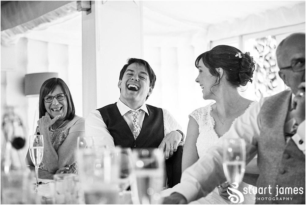 Documenting the wedding speeches and the amazing guest reactions at Moxhull Hall in Sutton Coldfield by Moxhull Hall Wedding Photographer Stuart James