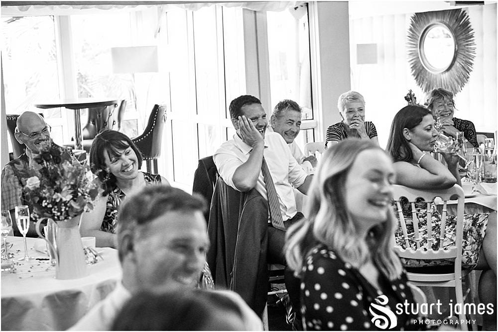 Documenting the wedding speeches and the amazing guest reactions at Moxhull Hall in Sutton Coldfield by Moxhull Hall Wedding Photographer Stuart James