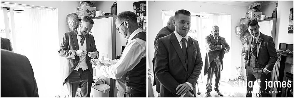 Creative natural images that tell the story of the morning preparations for the groom ahead of the wedding at St Austins Church by Stafford Wedding Photographers Stuart James