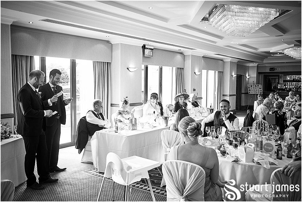 Capturing the entertaining speeches and the amazing guest reactions at Windmill Village in Coventry by Windmill Village Wedding Photographer Stuart James