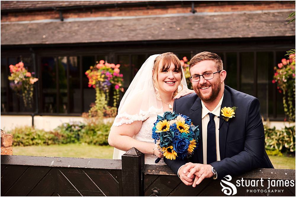 Relaxed portraits of the bride and groom in the beautiful gardens at Oak Farm Hotel in Cannock - Oak Farm Wedding Photographs by Stuart James