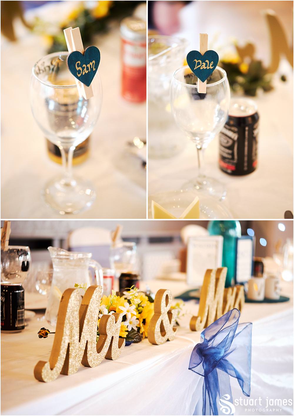 Beautiful and simple decor for the wedding at Oak Farm Hotel in Cannock - Oak Farm Wedding Photographs by Stuart James