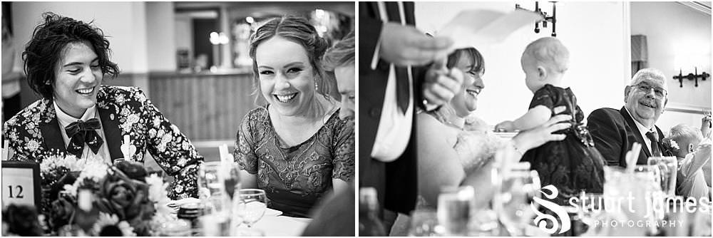 Creative photographs that show the wedding speeches and the great guest reactions at Oak Farm Hotel in Cannock - Oak Farm Wedding Photographs by Stuart James