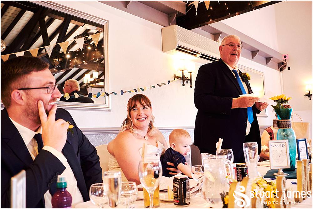 Creative photographs that show the wedding speeches and the great guest reactions at Oak Farm Hotel in Cannock - Oak Farm Wedding Photographs by Stuart James