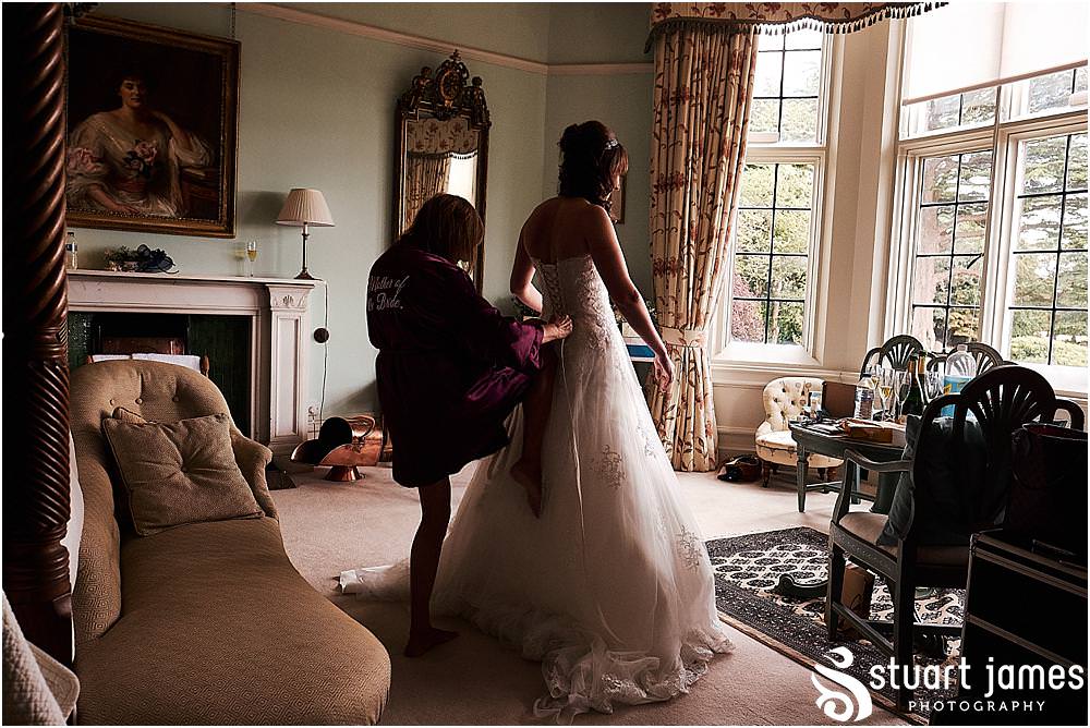 Dressed to perfection our bride looked amazing ready for the wedding at Heath House in Tean by Heath House Wedding Photographers Stuart James